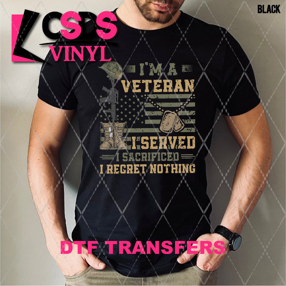 DTF Transfer - DTF002250 I am a Veteran. I Regret Nothing