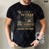 DTF Transfer - DTF002250 I am a Veteran. I Regret Nothing