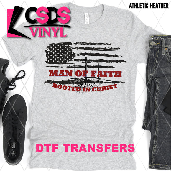 DTF Transfer - DTF002286 Man of Faith Rooted in Christ American Flag