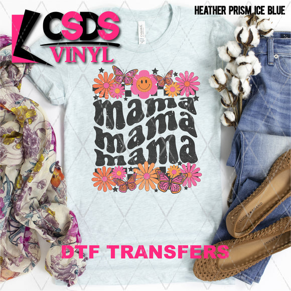 DTF Transfer - DTF002315 Retro Flowers and Smile Mama Stacked Word Art