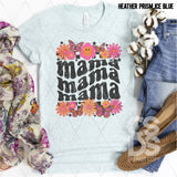 DTF Transfer - DTF002315 Retro Flowers and Smile Mama Stacked Word Art