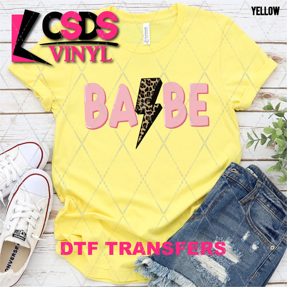 DTF Transfer - DTF002332 Babe Pink with Leopard Lightning Bolt
