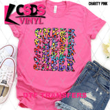 DTF Transfer - DTF002404 Rainbow Leopard Cheer Stacked Word Art