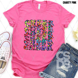 DTF Transfer - DTF002404 Rainbow Leopard Cheer Stacked Word Art