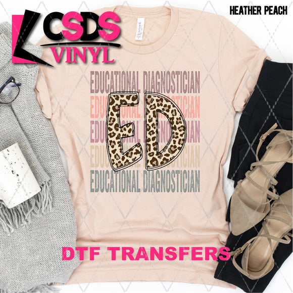 DTF Transfer - DTF002468 Educational Diagnostician Stacked Word Art Leopard