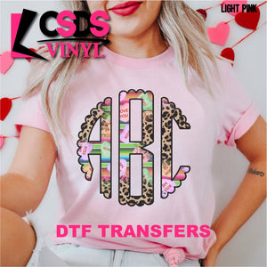 DTF Transfer - DTFCUSTOM31 Custom Monogram Conversation Hearts with Leopard and Serape