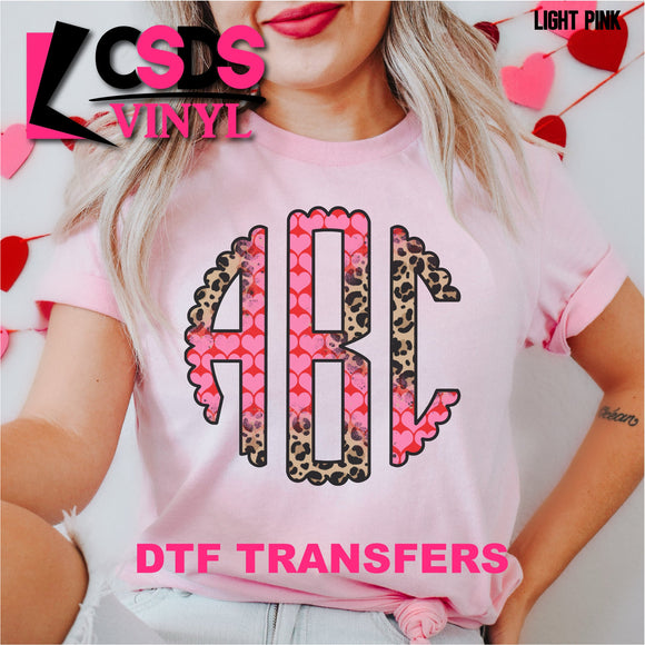 DTF Transfer - DTFCUSTOM30 Custom Monogram Leopard Hearts