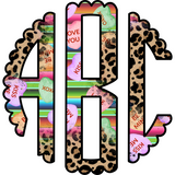 DTF Transfer - DTFCUSTOM31 Custom Monogram Conversation Hearts with Leopard and Serape