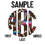 DTF Transfer - DTFCUSTOM24 Custom Monogram Football Leopard Serape