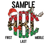 DTF Transfer - DTFCUSTOM06 Custom Monogram Christmas