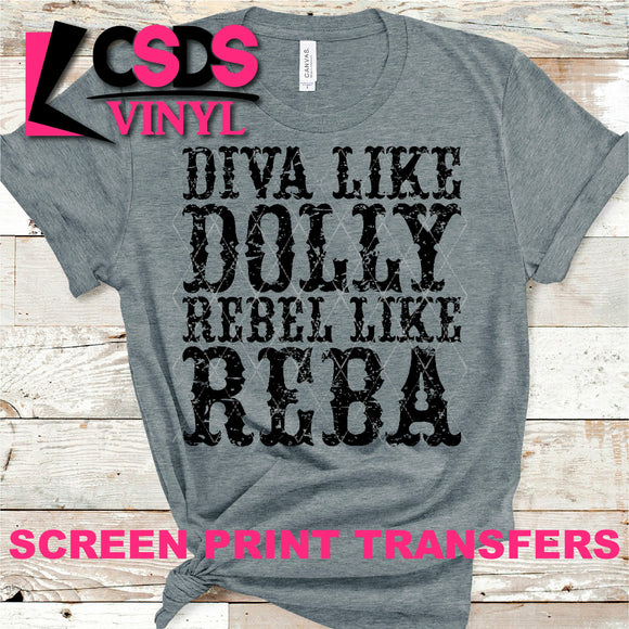 Screen Print Transfer - Diva and Rebel - Black