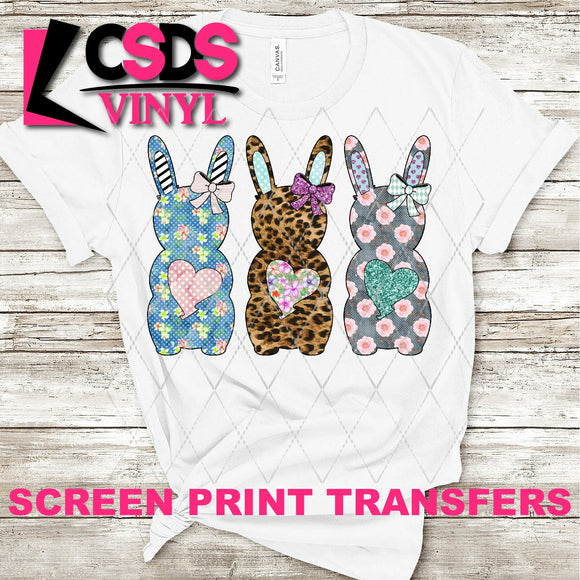 Screen Print Transfer - Easter Bunnies - Full Color *HIGH HEAT*