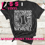 Screen Print Transfer - Baseball Typography - White