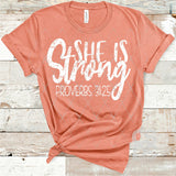 Screen Print Transfer - She is Strong - White