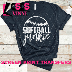 Screen Print Transfer - Softball Junkie - White