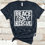 Screen Print Transfer - Peace Love Rescue - White