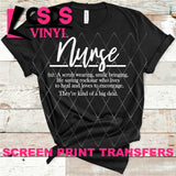Screen Print Transfer - Nurse Definition - White