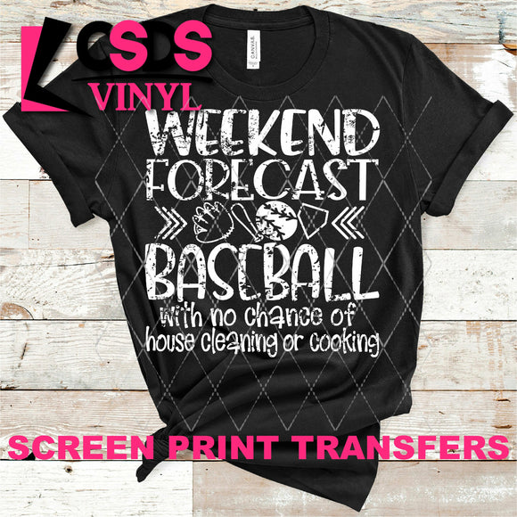 Screen Print Transfer - Weekend Forecast Baseball - White