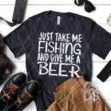 Screen Print Transfer - Fishing and Beer - White