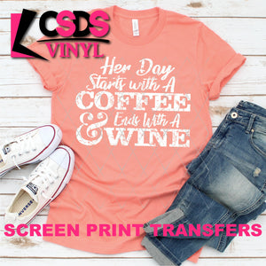 Screen Print Transfer - Coffee and Wine - White