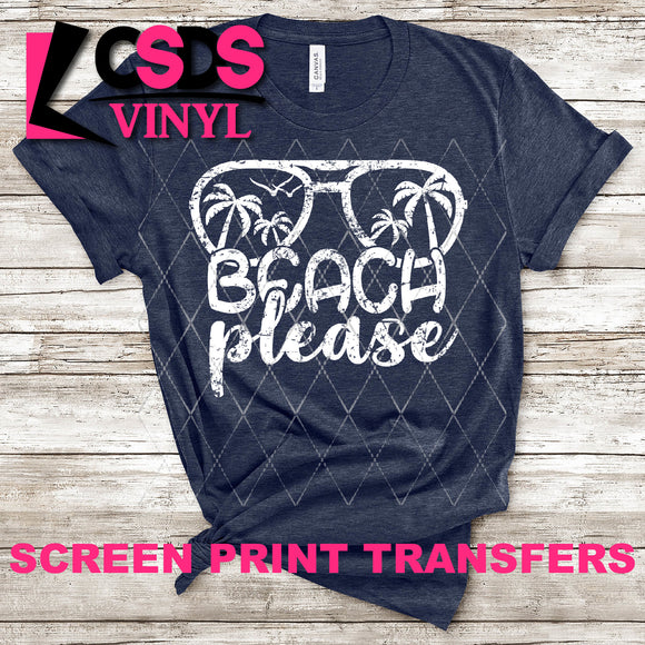 Screen Print Transfer - Beach Please Sunglasses - White