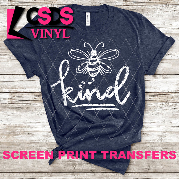 Screen Print Transfer - Bee Kind 2 - White