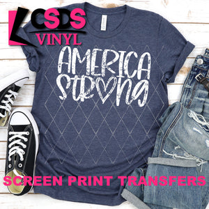 Screen Print Transfer - America Strong - White DISCONTINUED