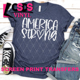 Screen Print Transfer - America Strong - White DISCONTINUED