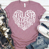 Screen Print Transfer - Trust in the Lord with all Your Heart - White