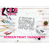 Screen Print Transfer - Zoo Animals Coloring Page YOUTH - Black