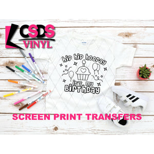 Screen Print Transfer - It's My Birthday Coloring Page YOUTH - Black