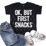 Screen Print Transfer - OK, But First Snacks Youth - White