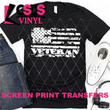 Screen Print Transfer - Distressed American Flag Veteran - White