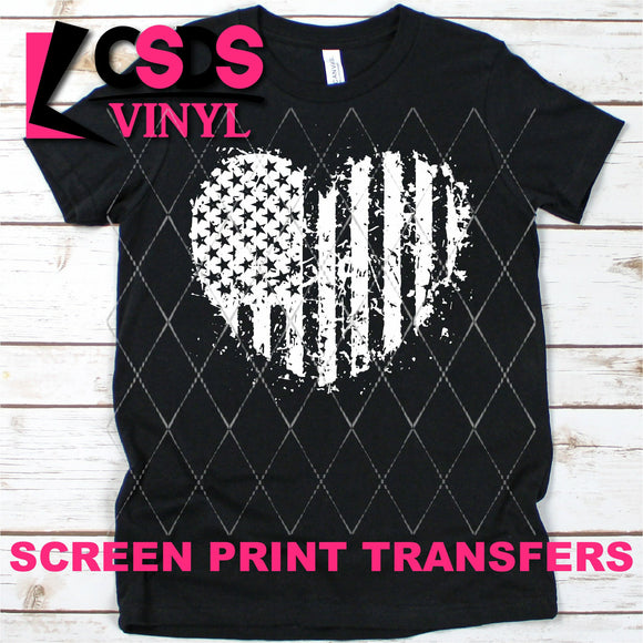 Screen Print Transfer - Heart Flag Youth - White