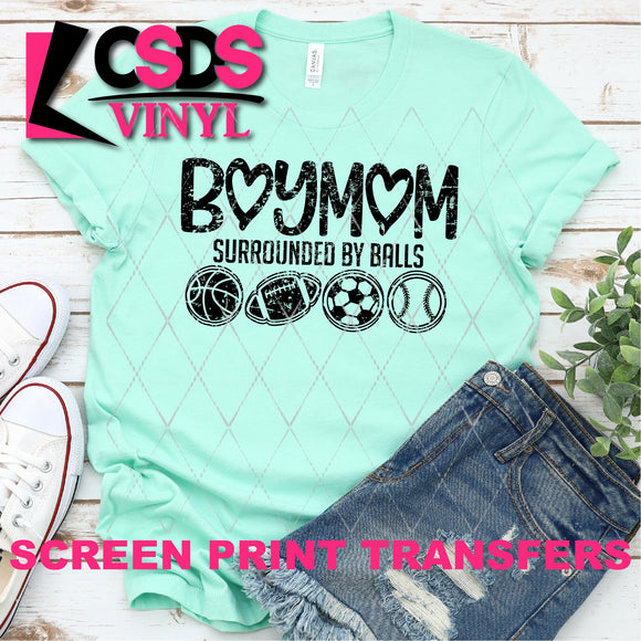 Screen Print Transfer - Boy Mom Surrounded By Balls - Black