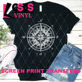 Screen Print Transfer - Compass - White