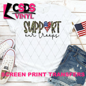 Screen Print Transfer - Support Our Troops - Full Color *HIGH HEAT*