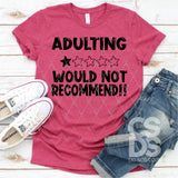 Screen Print Transfer - Adulting Would Not Recommend - Black