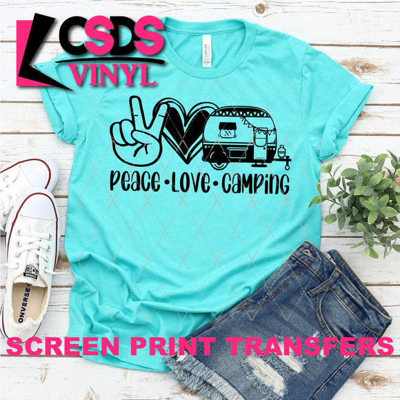 Screen Print Transfer - Peace Love Camping - Black