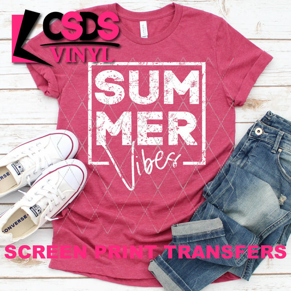 Screen Print Transfer - Summer Vibes - White