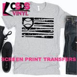 Screen Print Transfer - Baseball American Flag - Black