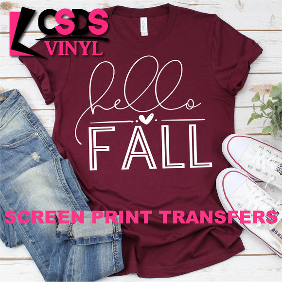 Screen Print Transfer - Hello Fall - White