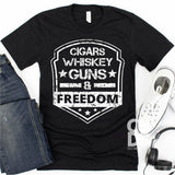 Screen Print Transfer - Cigars Whiskey Guns & Freedom - White