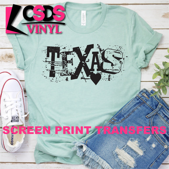 Screen Print Transfer - Texas State Word Art - Black