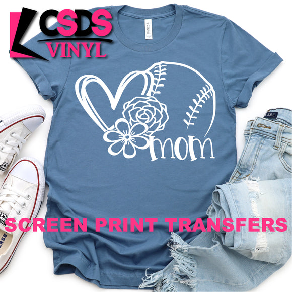 Screen Print Transfer - Baseball/Softball Mom - White
