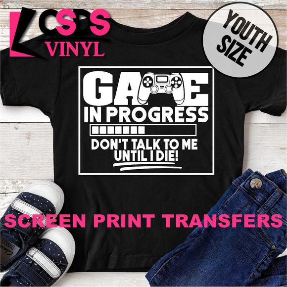 Screen Print Transfer - Game in Progress YOUTH - White