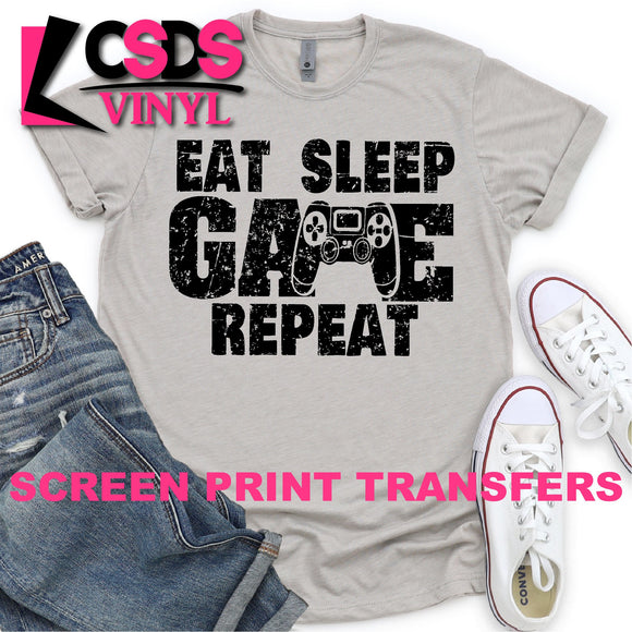 Screen Print Transfer - Eat Sleep Game Repeat 2 - Black