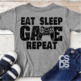 Screen Print Transfer - Eat Sleep Game Repeat 2 YOUTH - Black
