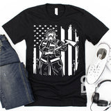 Screen Print Transfer - Fire Fighter with American Flag - White
