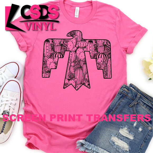 Screen Print Transfer - Cactus Thunderbird - Black